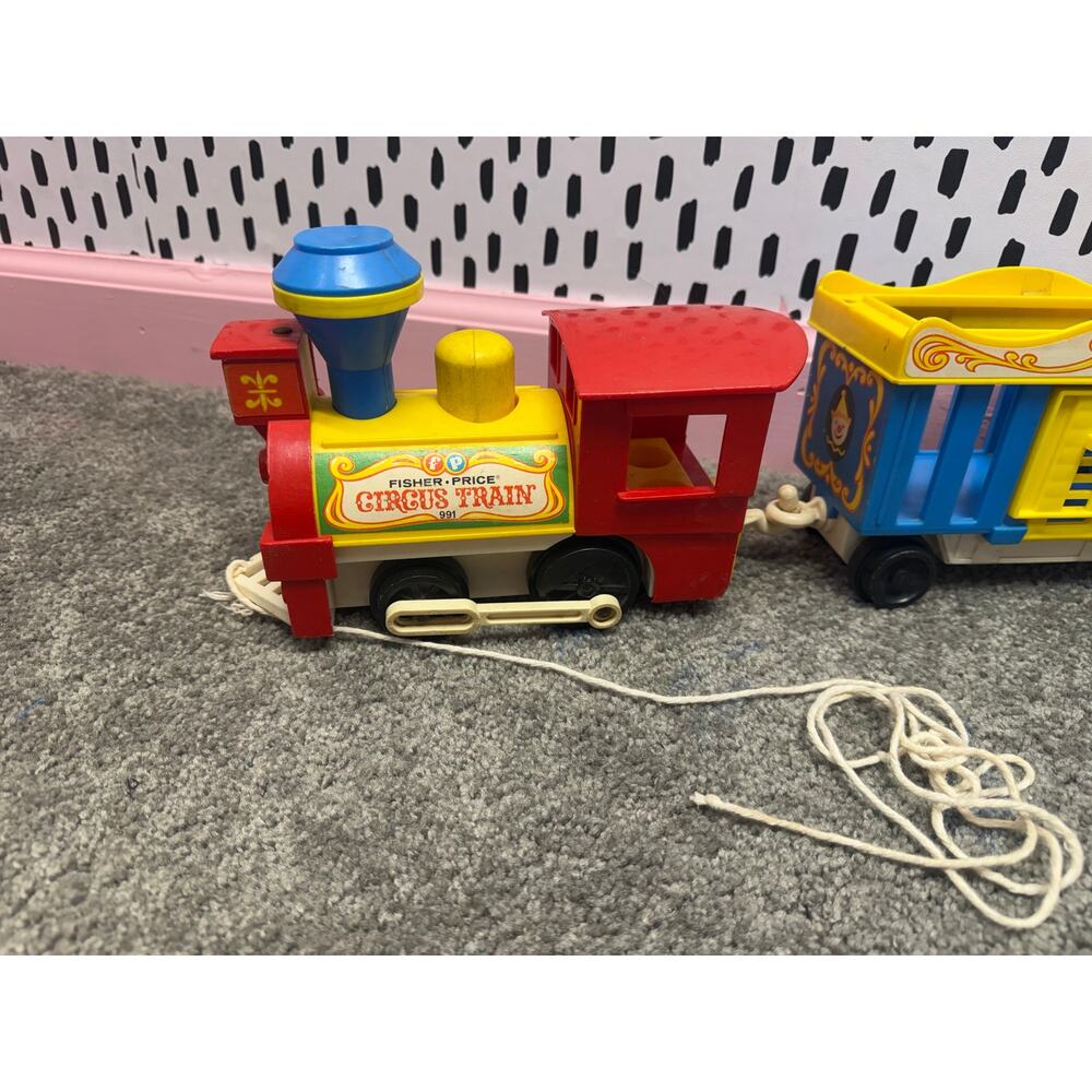 Fisher Price Little People vintage Circus Train 7 pieces Locomotive Caboose 991 - Picture 2 of 9